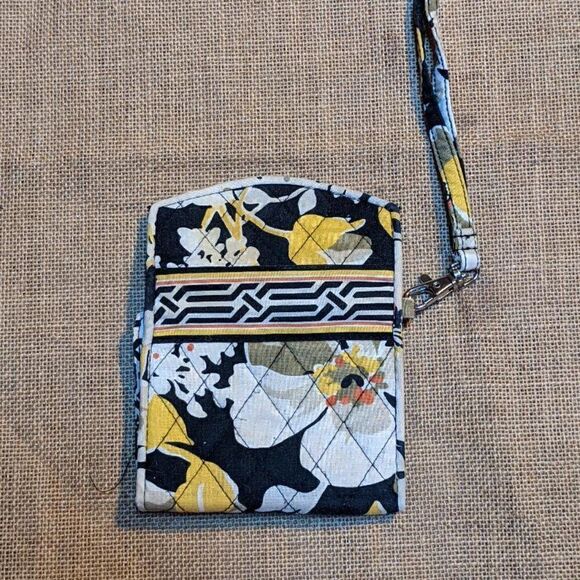 Vera Bradley All in One Wristlet Black/Yellow/Cream Floral - Picture 4 of 5